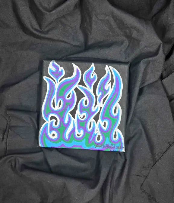 "Cool Flames" 6in x 6in Original