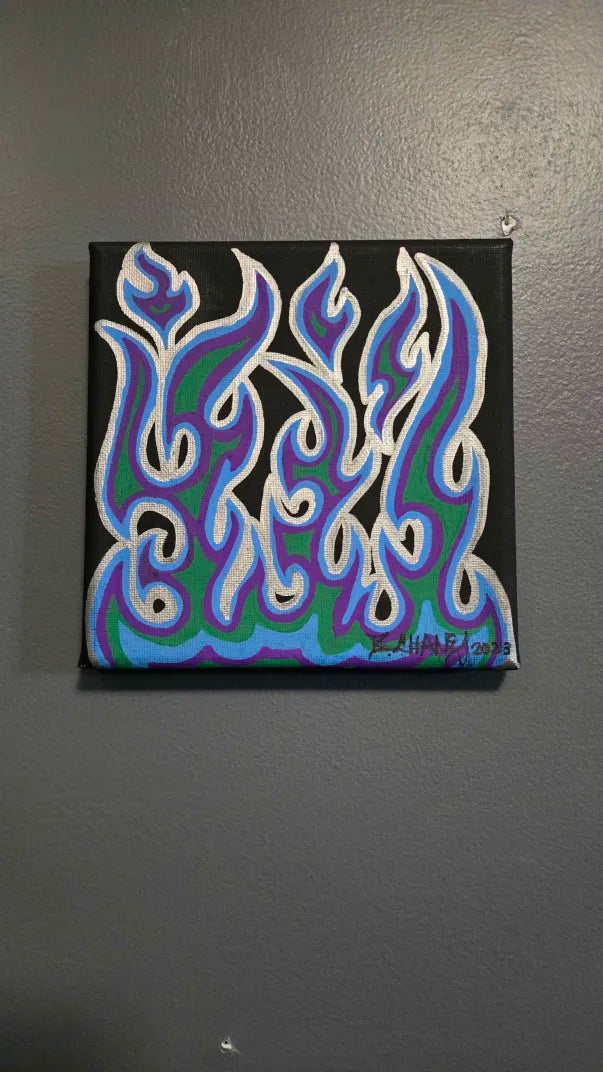"Cool Flames" 6in x 6in Original