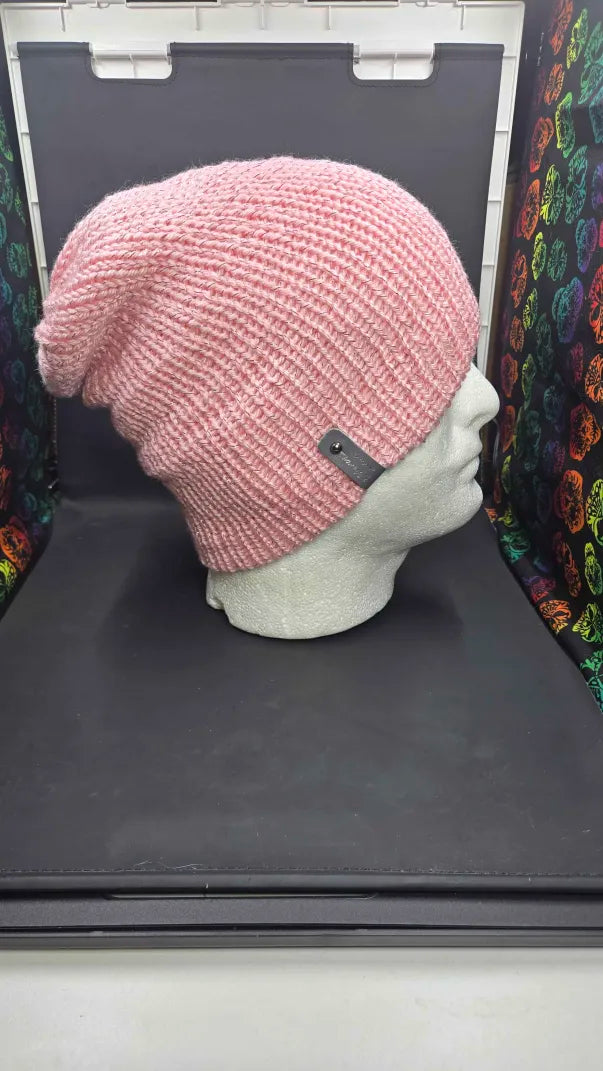 Soft Pink Sparkle - Slouchy Double Wall Beanie - Adult / Teen Knitted Hat