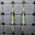 Green Leaf - Crystal & Metal - Earrings