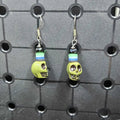 Olive Green Skull Cool Stack - Earrings - (.925 Sterling Silver Hooks)
