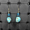 Turquoise Black & Blue Skull - Earrings - (.925 Sterling Silver Hooks)