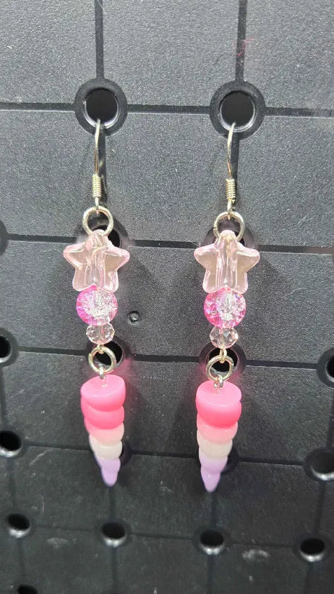 Pink Unicorn Horns - Earrings - (.925 Sterling Silver Hooks)