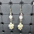 Rose Quartz & White Turtle - Earrings - (.925 Sterling Silver Hooks)