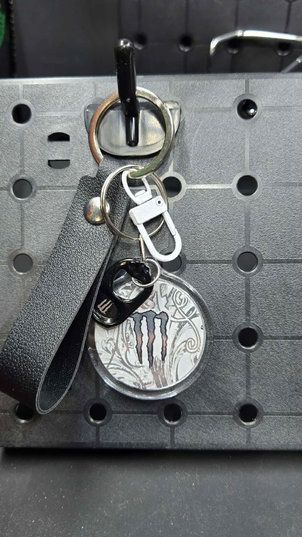 White Monster - Black Strap Key Chain