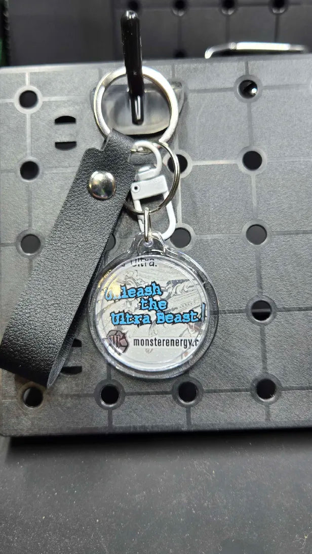 White Monster - Black Strap Key Chain