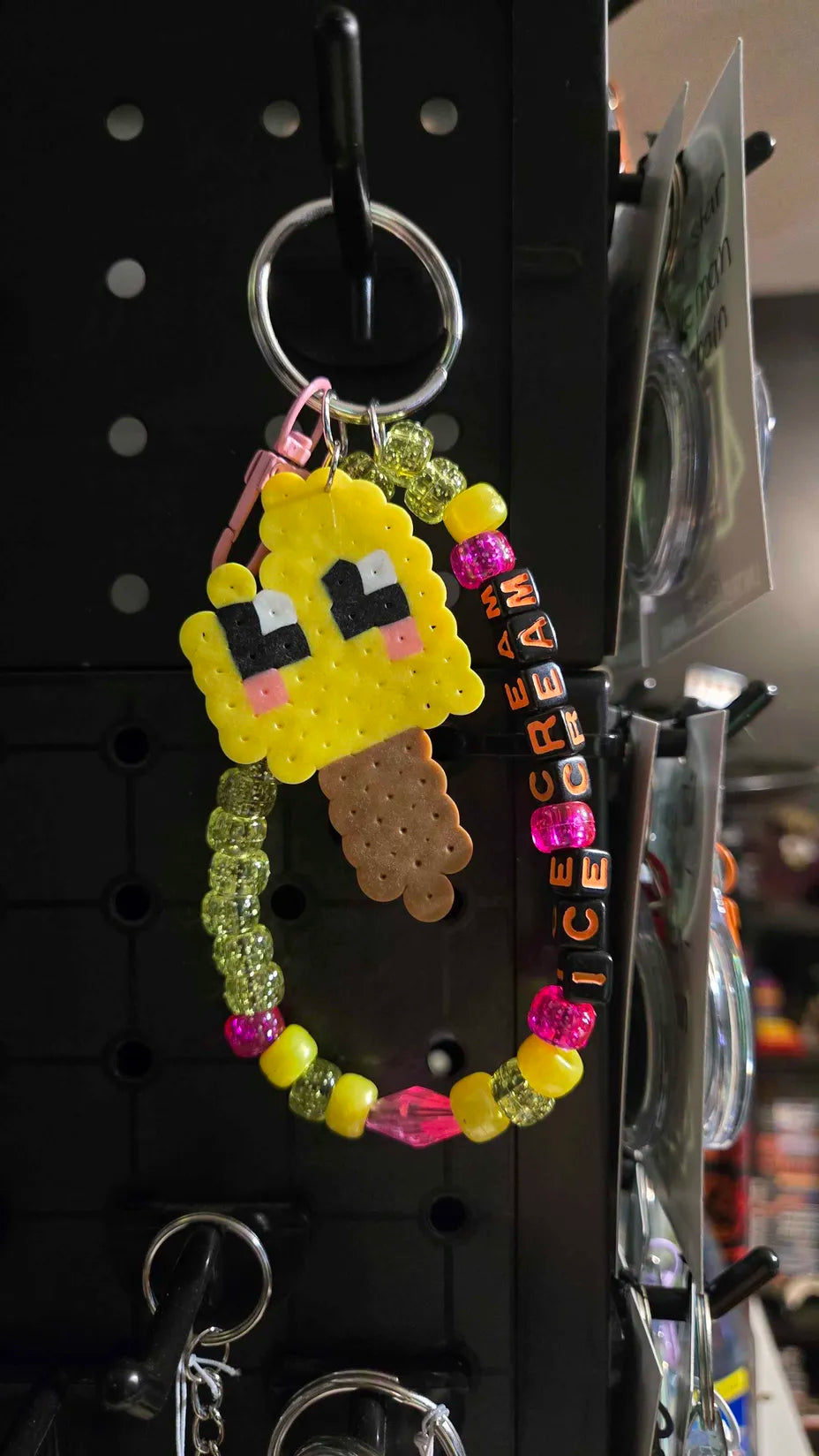 Yellow Popsicle Food - Perler - Wristlet Keychain