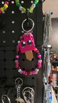 Raspberry Popsicle Food - Perler - Wristlet Key Chain