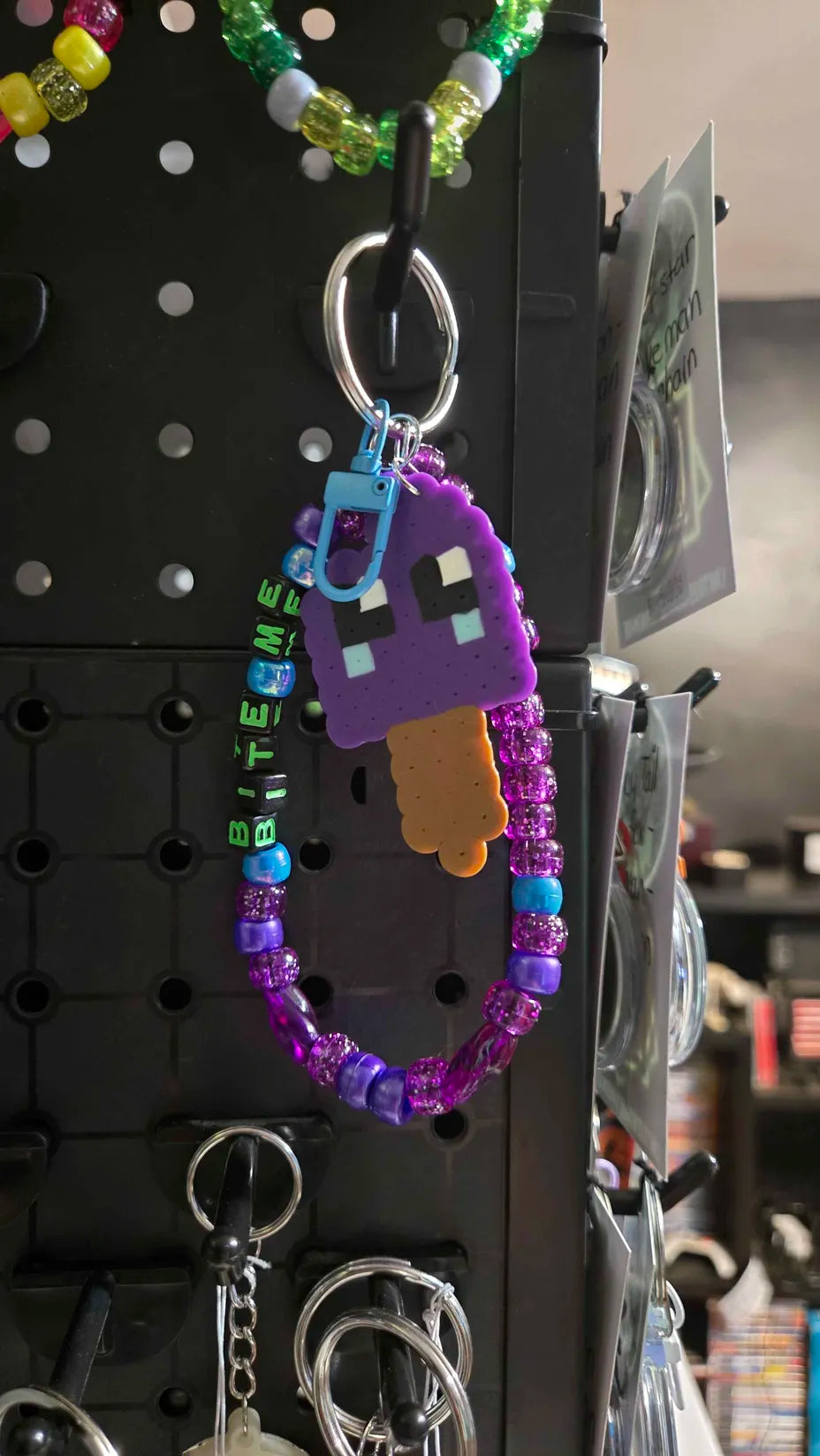Purple Popsicle Food - Perler - Wristlet Key Chain