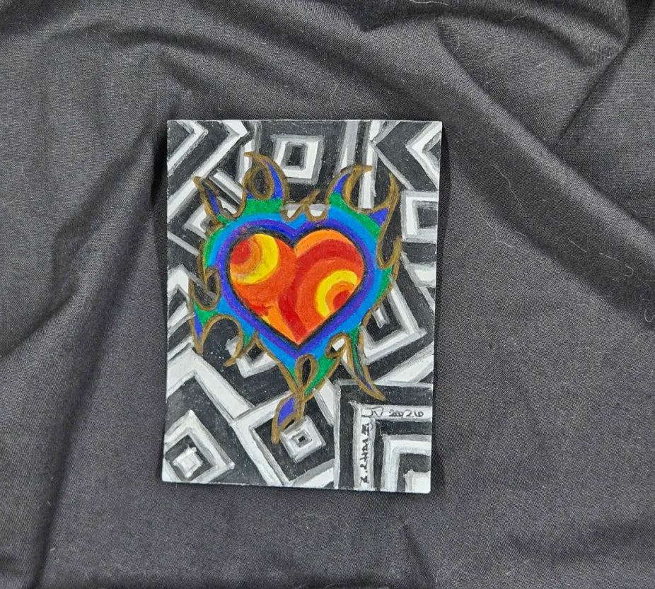 "Hearts on Fire" 2.5in x 3.5in - Original ACEO