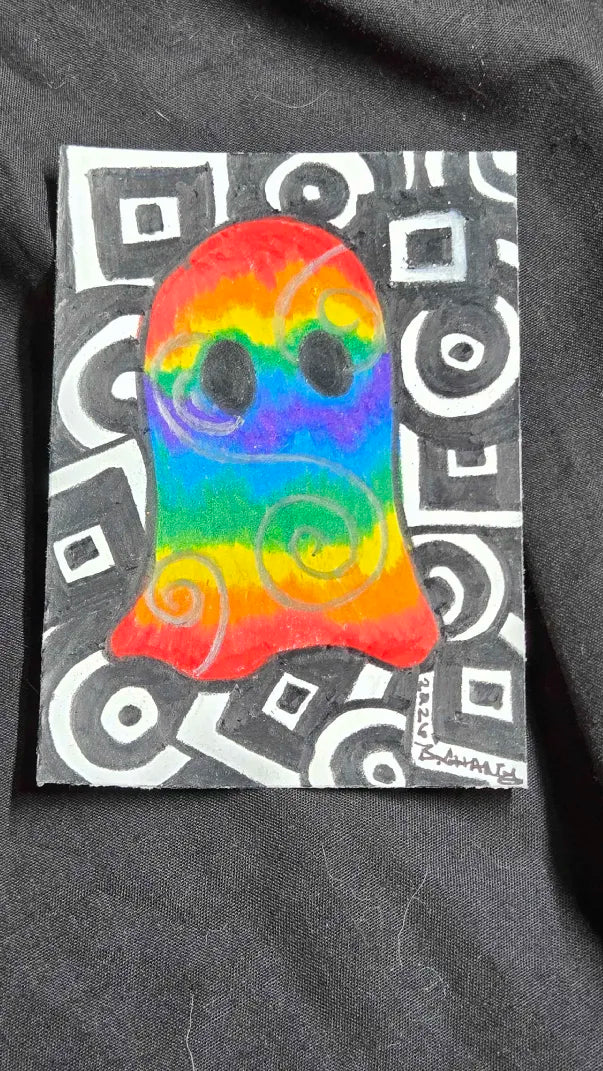 "Trippy Ghost" 2.5in x 3.5in - Original ACEO