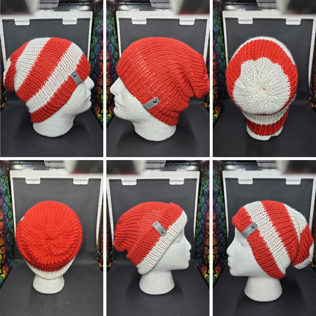 Candy Cane - Reversible Beanie - Adult / Teen Knitted Hat