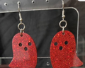 Red Glitter Vomit - Ghosts - Resin Earrings