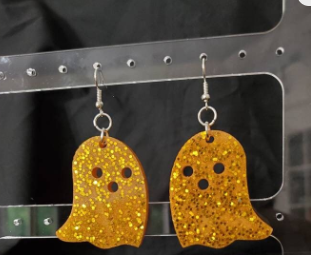 Gold Glitter Vomit - Ghosts - Resin Earrings