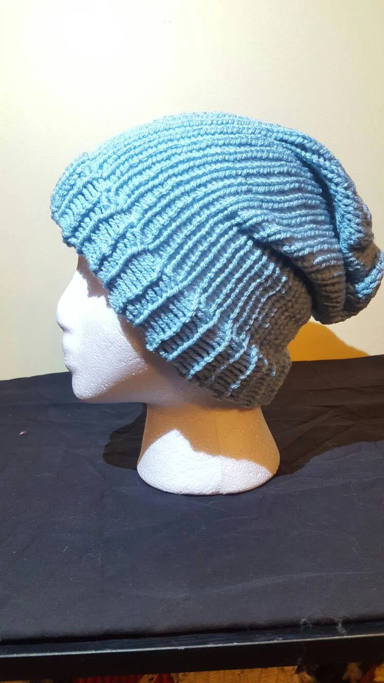CLEARANCE SALE!! Iced Aqua beanie knitted adult/teen hat (thin)