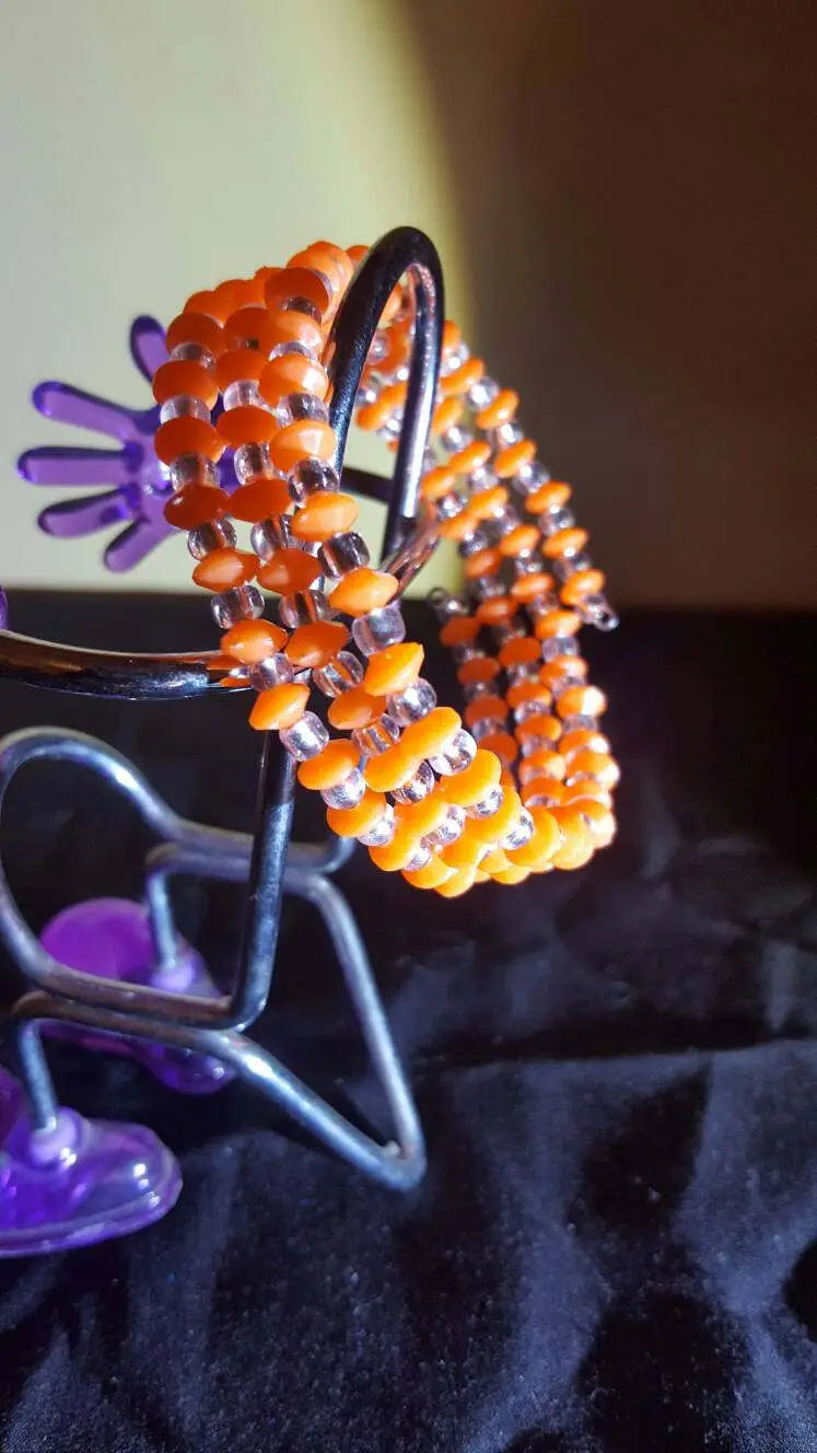 Neon Orange & Clear - Memory Wire Bracelet