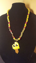 Yellow Popsicle Food - Perler - Beaded Necklace
