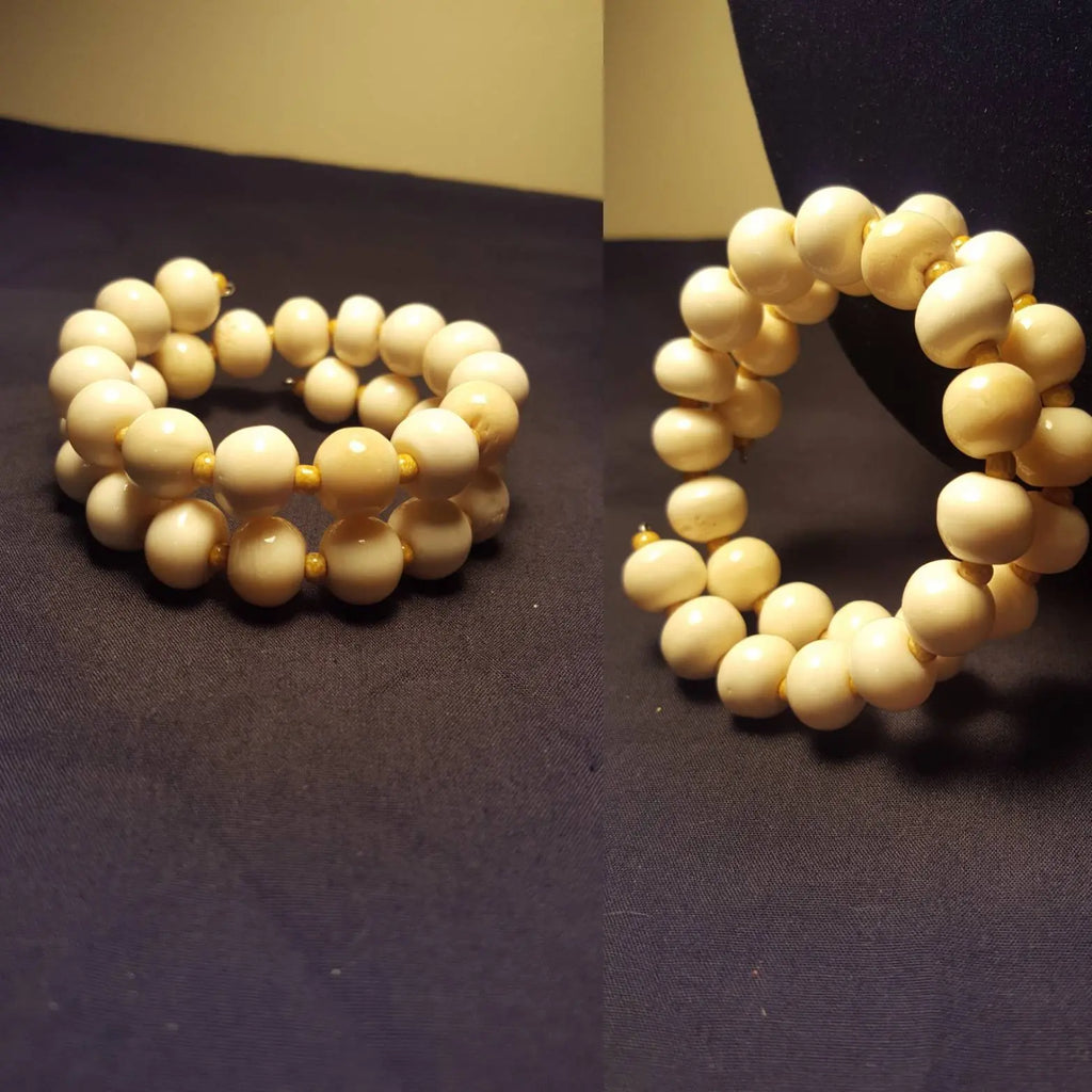 Chunky Cream - Memory Wire Bracelet