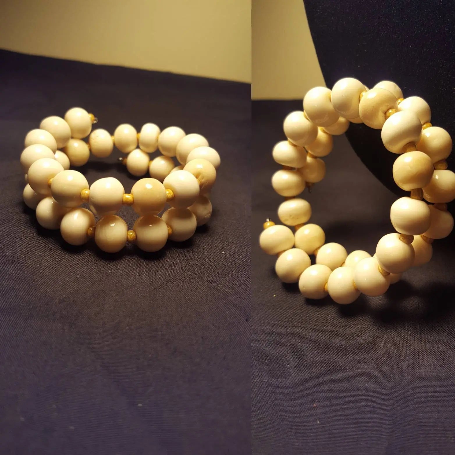 Chunky Cream - Memory Wire Bracelet