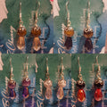 Tear Drop - Sterling Silver & Stainless Steel - Flower Bead Caps - Earrings