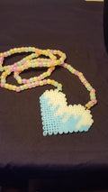Melting Heart Perler - Rainbow Glow In the Dark - Beaded Necklace