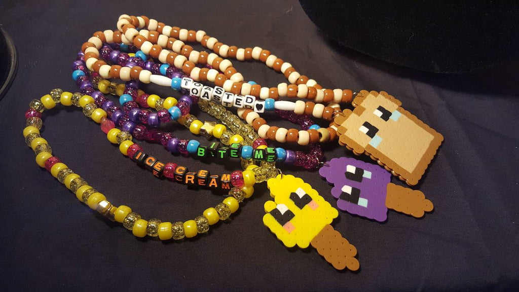 Purple Popsicle Food - Perler - Beaded Necklace (Copy)