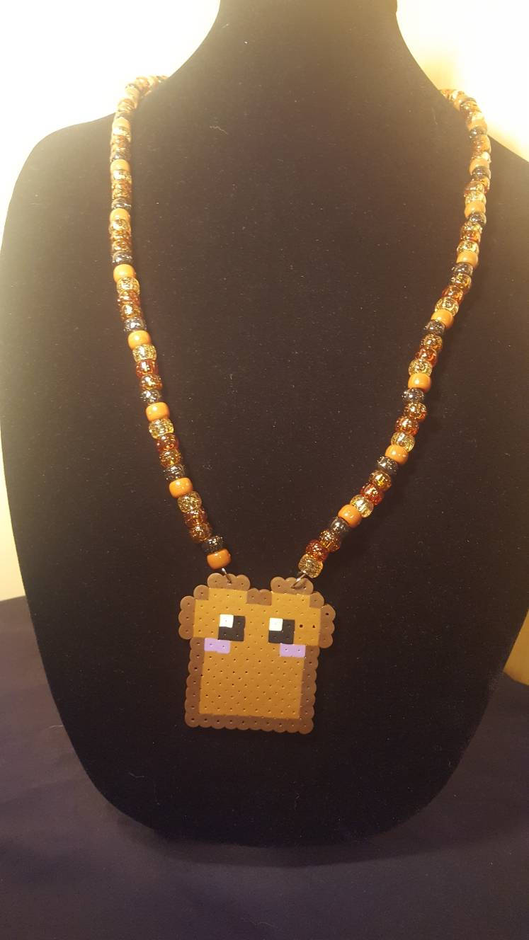 Purple Toast -  Food - Perler - Beaded Necklace