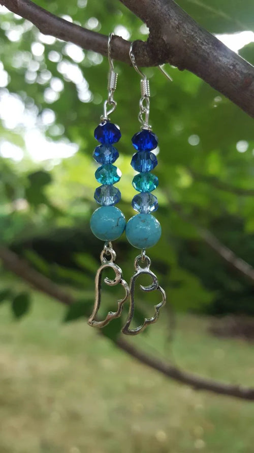 Blue Wing - Charms - Metal Crystal Round Long (.925 SS hooks) - Earrings