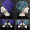 Grape Wildflower - Reversible Slouchy Beanie - Adult / Teen Knitted Hat