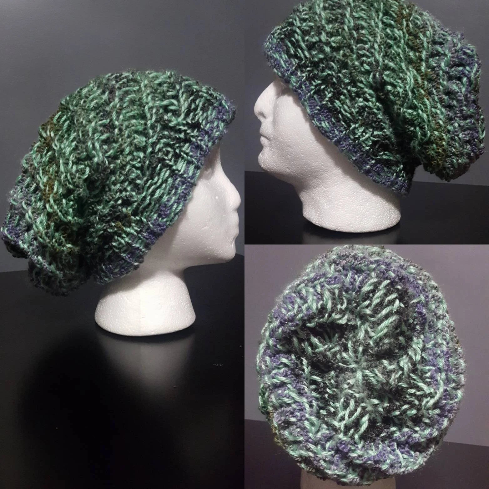 Mystical Mint - Spiral Slouchy - Adult / Teen Knitted Hat