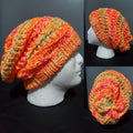 Neon Orange Day Glow - Spiral Slouchy - Adult / Teen Knitted Hat