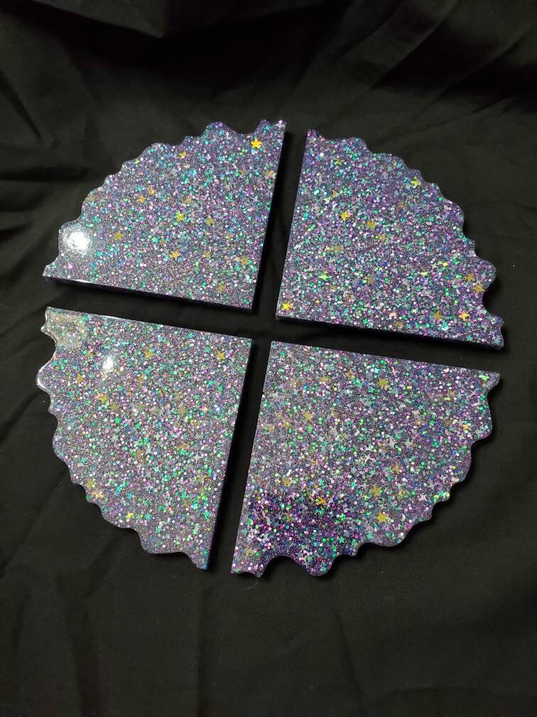 Purple Star Dust - Resin Coasters - Set of 4