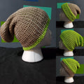 Cappuccino & Citrus  - Reversible - Slouchy Double Wall Beanie - Adult / Teen Knitted Hat