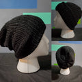 Black Sparkle - Slouchy Double Wall Beanie - Adult / Teen Knitted Hat