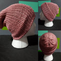 Plum Wine - Slouchy Double Wall Beanie - Adult / Teen Knitted Hat (Copy)