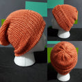 Cadmium Orange - Slouchy Double Wall Beanie - Adult / Teen Knitted Hat