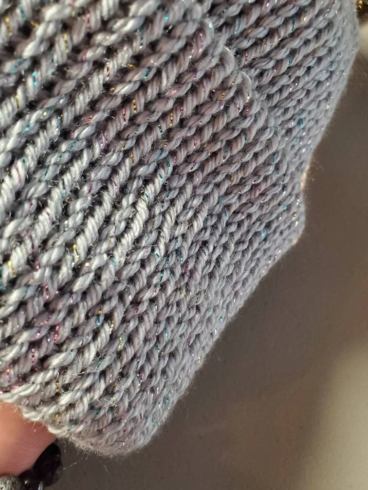 Silver Rainbow Sparkle - Slouchy Double Wall Beanie - Adult / Teen Knitted Hat