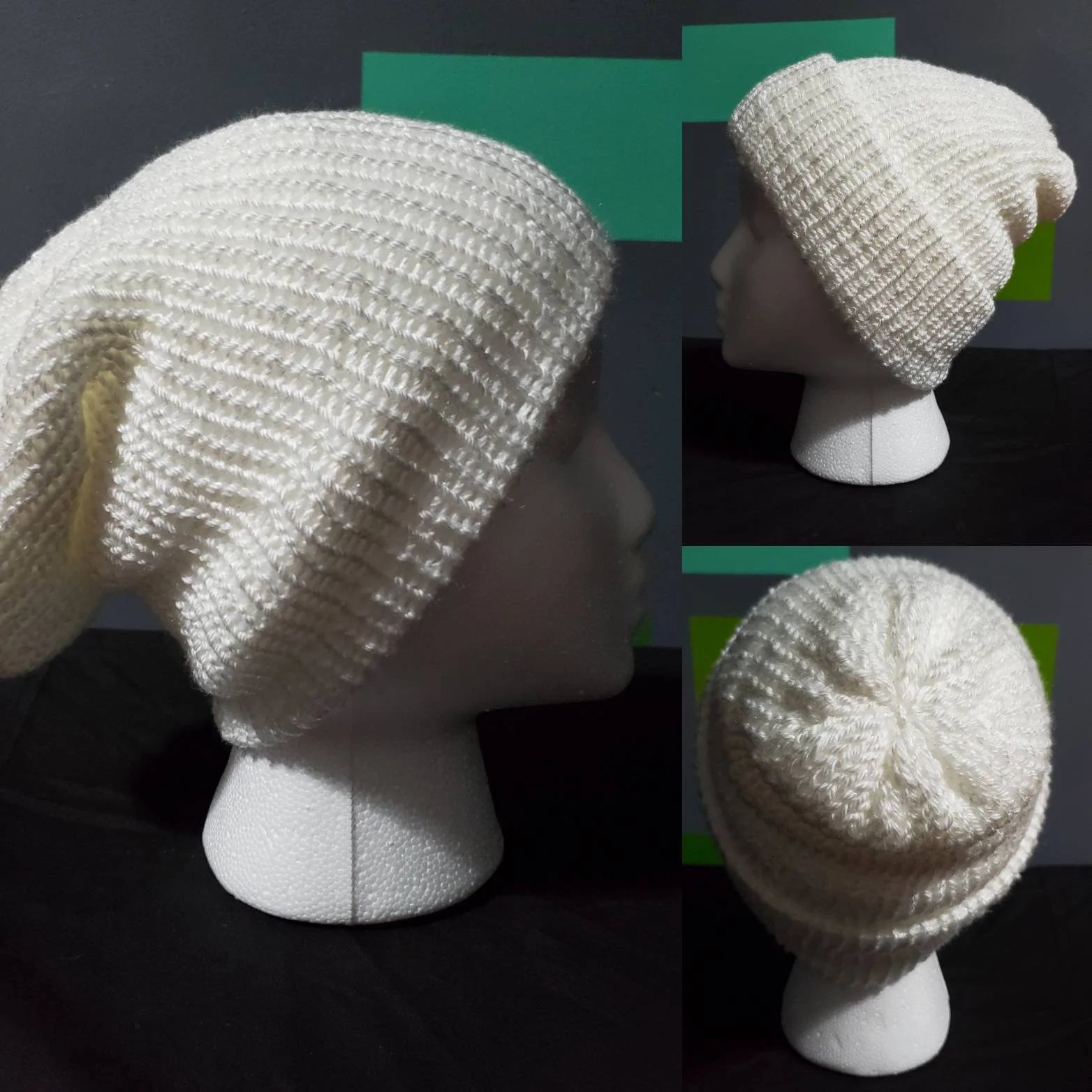 Snow Sparkle - Slouchy Double Wall Beanie - Adult / Teen Knitted Hat