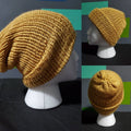 Golden - Slouchy Double Wall Beanie - Adult / Teen Knitted Hat