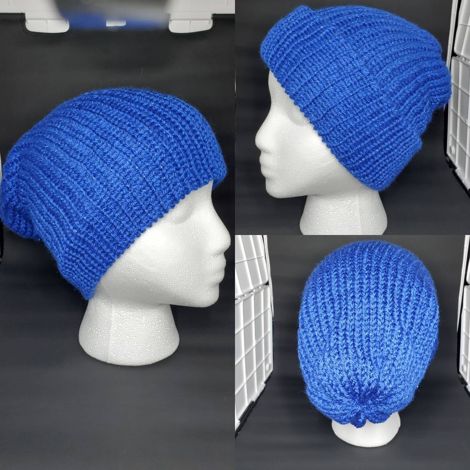Royal Sparkle - Slouchy Double Wall Beanie - Adult / Teen Knitted Hat