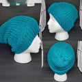 Teal Sparkle - Slouchy Double Wall Beanie - Adult / Teen Knitted Hat