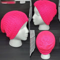 Neon Pink - Slouchy Double Wall Beanie - Adult / Teen Knitted Hat