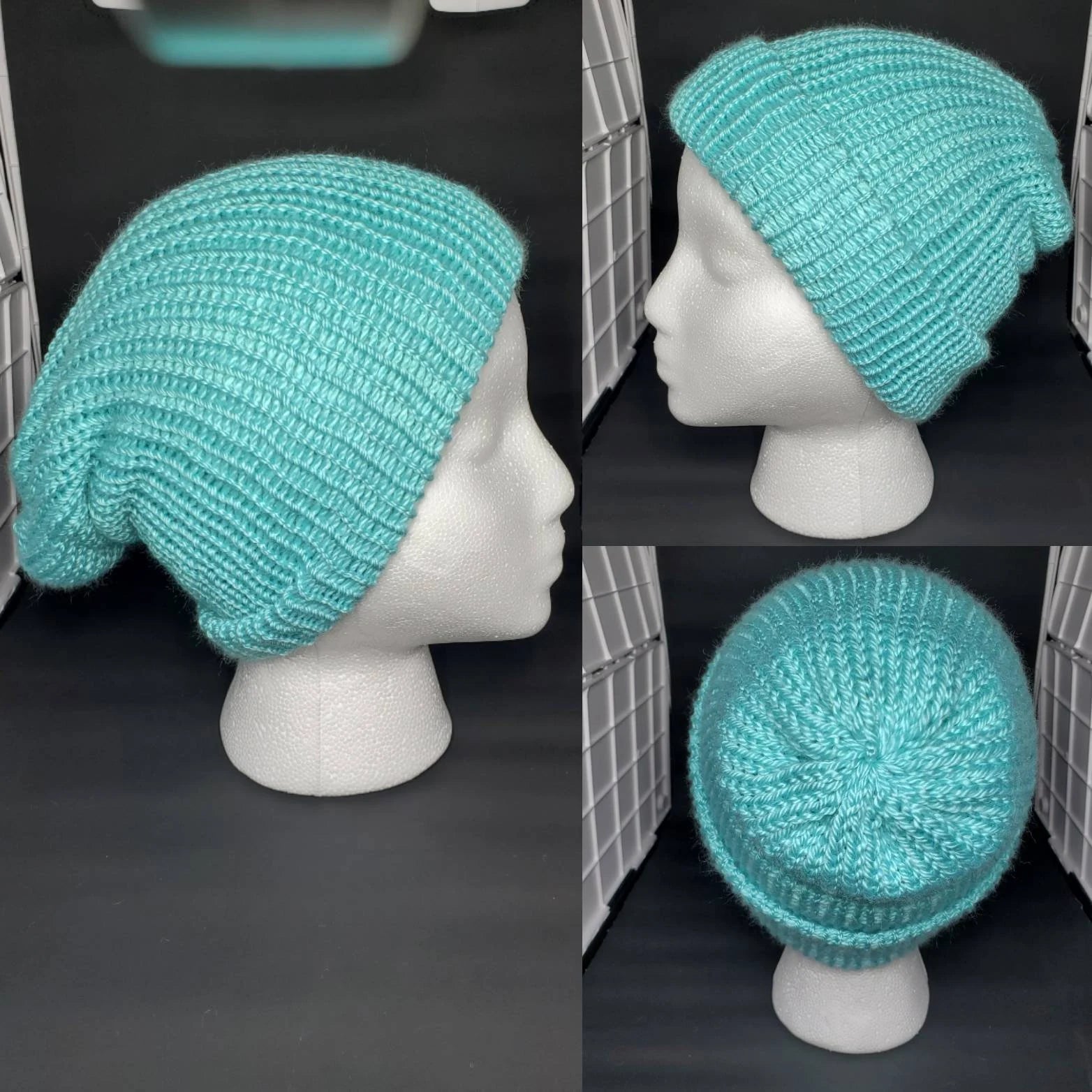Robin's Egg - Slouchy Double Wall Beanie - Adult / Teen Knitted Hat