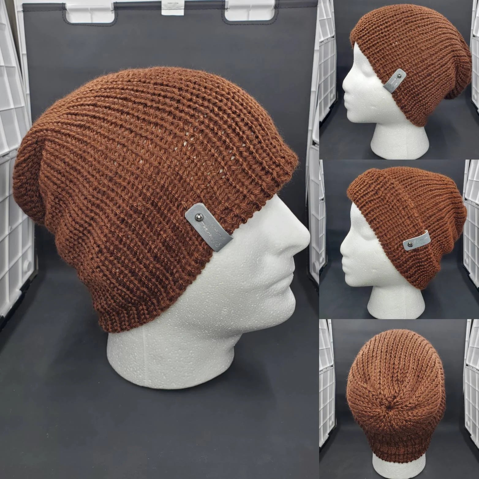 Chocolate - Slouchy Double Wall Beanie - Adult / Teen Knitted Hat