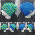 Banana Berry & Royal Blue - Reversible Beanie - Adult / Teen Knitted Hat