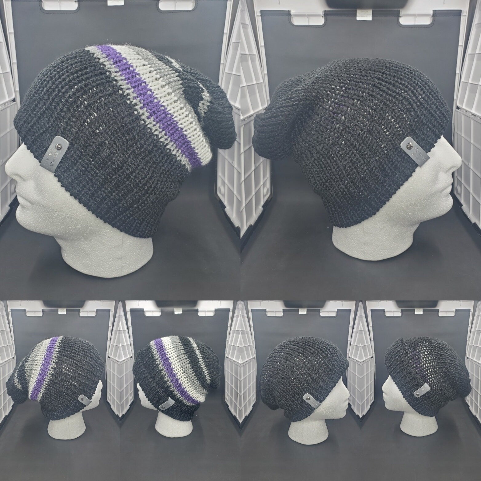 Ace Pride with Black - Reversible Beanie - Adult / Teen Knitted Hat