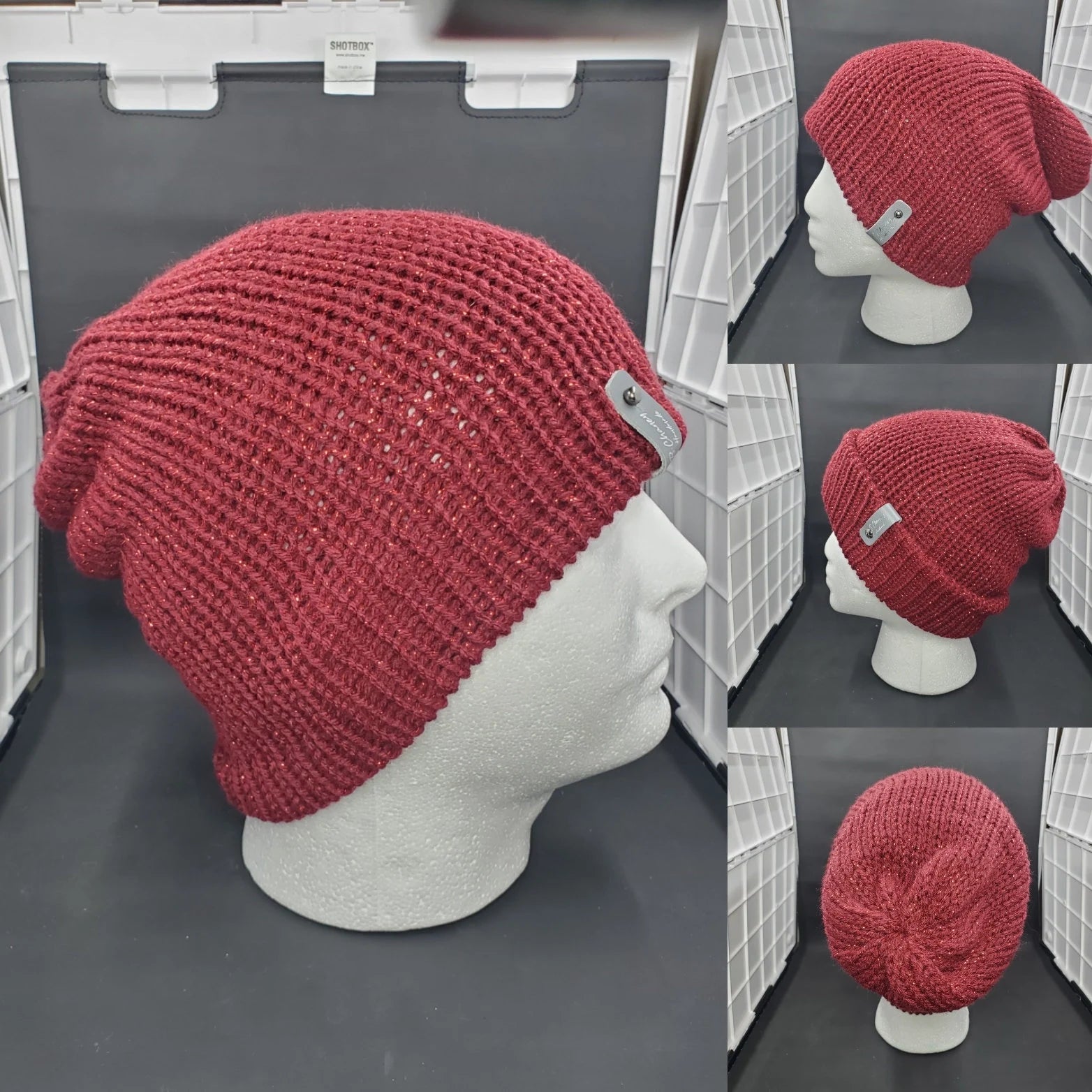 Mulbery Sparkle - Slouchy Double Wall Beanie - Adult / Teen Knitted Hat