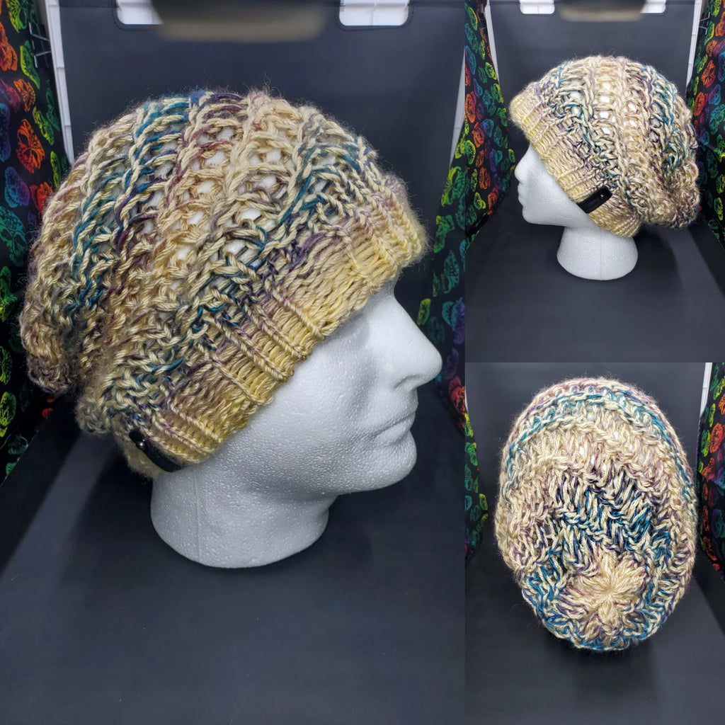 Bone & Tealberry - Spiral Slouchy - Adult / Teen Knitted Hat