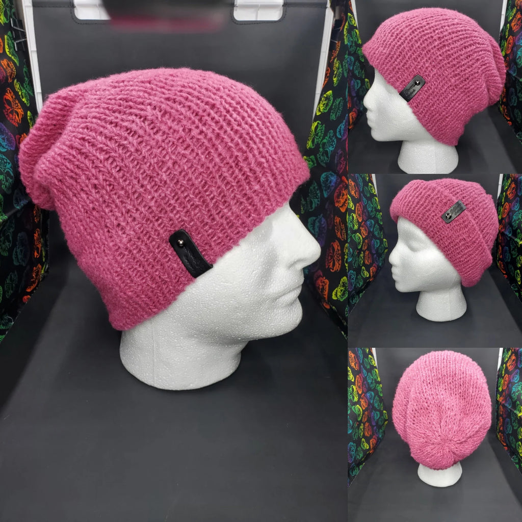 Raspberry Cloud - Slouchy Double Wall Beanie - Adult / Teen Knitted Hat