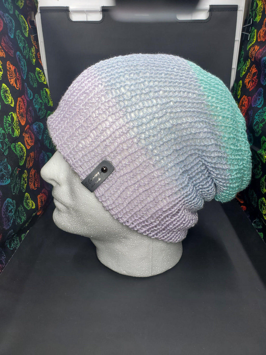 Cool Pastel Sparkles & White - Reversible Beanie - Adult / Teen Knitted Hat